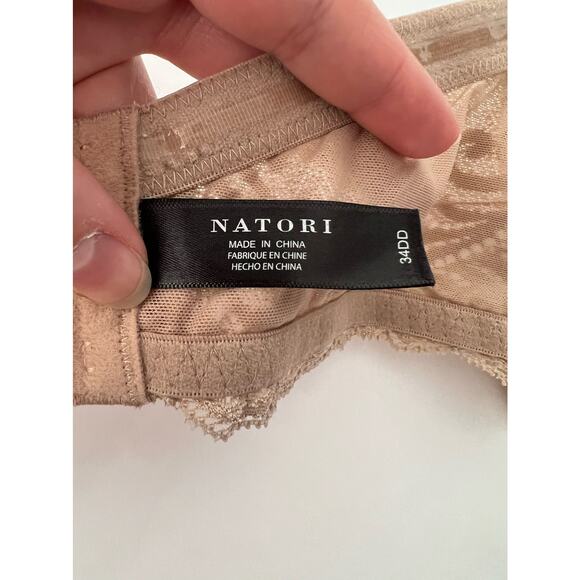 Natori Women's Strapless Plunge Multi-Way Bra Lace Trim Cafe Nude Size 34DD - Picture 7 of 8